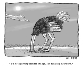 CLIMATE CHANGE OSTRICH by Peter Kuper