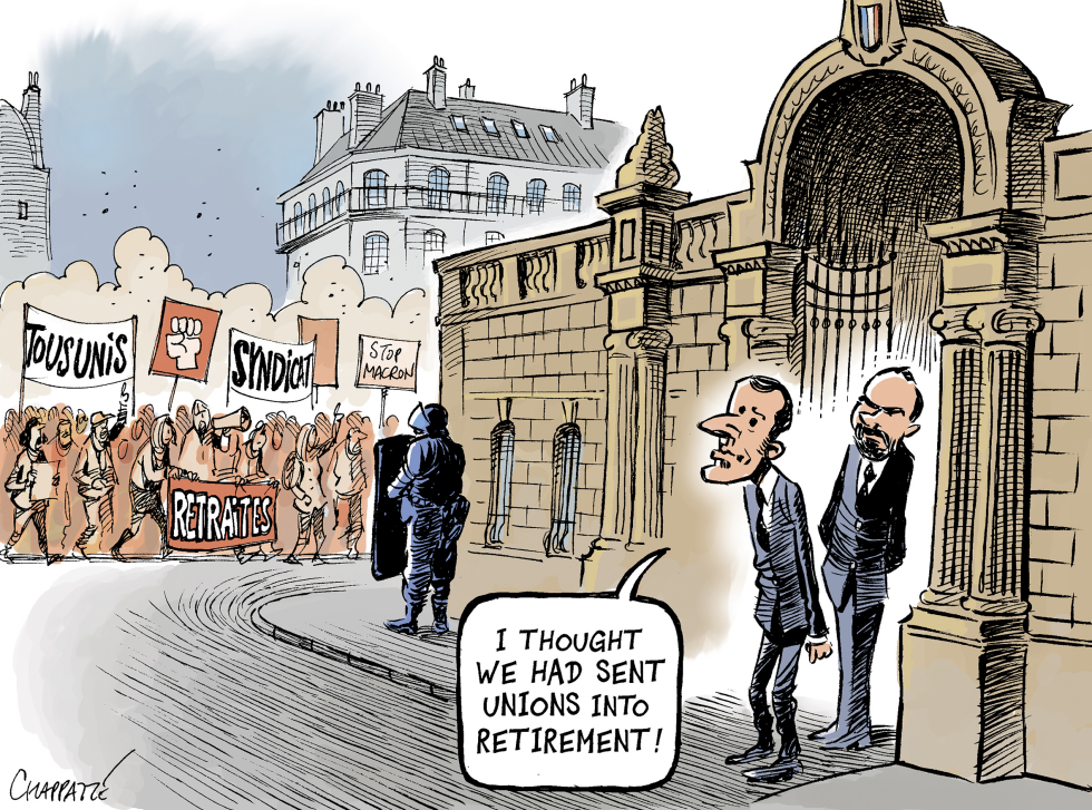  PENSION REFORM PROTESTS IN FRANCE by Patrick Chappatte