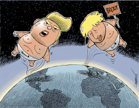 BORIS JOHNSON AT THE TOP by Patrick Chappatte