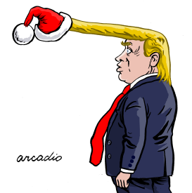 PRECARIOUS CHRISTMAS FOR TRUMP by Arcadio Esquivel