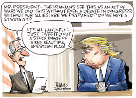 US STRIKE ANGERS IRAN by Dave Whamond