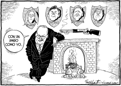 CHENEY DISPARA Y ANOTA by Bob Englehart