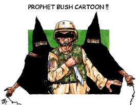 PROPHET BUSH CARTOON by Emad Hajjaj