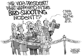 CHENEY SHOOTS THE BIRD by John Cole