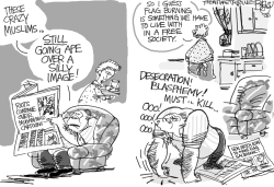 MUHAMMAD FLAG BURNING by Pat Bagley