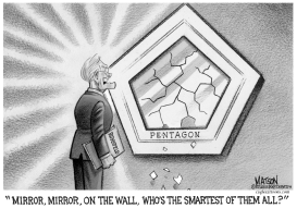 PENTAGON MIRROR SPEAKS TRUTH TO RUMSFELD-GRAYSCALE by RJ Matson