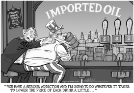 ADDICTED TO IMPORTED OIL-GRAYSCALE by RJ Matson