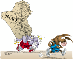 CARRERA POR IRAQ  by Daryl Cagle