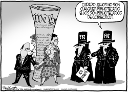 BIBLIOTECARIOS DE CONNECTICUT VS EL ACTA PATRIOTA by Bob Englehart