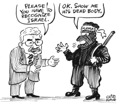 HAMAS AND ABBAS'S REFERENDUM - B&W by Christo Komarnitski