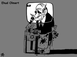 EHUD OLMERT by Emad Hajjaj