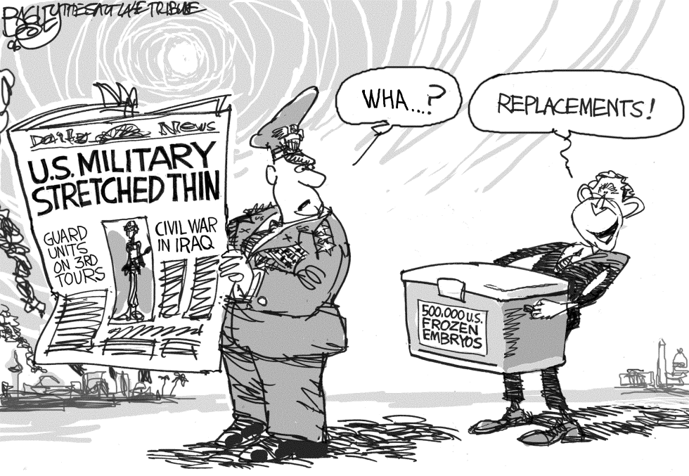  FROZEN EMBRYOS GO TO WAR by Pat Bagley