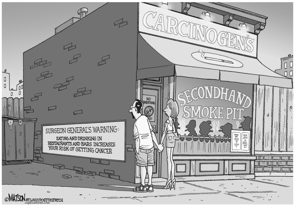  CARCINOGENS SECONDHAND SMOKE PIT-GRAYSCALE by RJ Matson