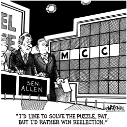 SENATOR ALLEN WONT SOLVE MACACA PUZZLE by RJ Matson