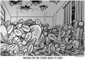 REPUBLICANS WAIT FOR OTHER SHOES TO DROP-GRAYSCALE by RJ Matson