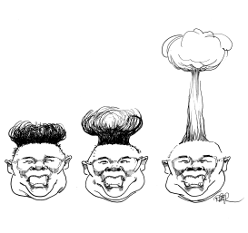 KIM JONG IL WITH ATOMIC HAIR by Riber Hansson