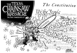 BUSH TAKES CHAINSAW TO US CONSTITUTION by RJ Matson