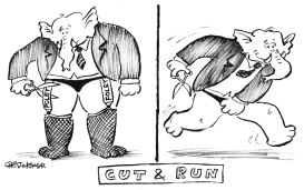 CUT AND RUN - GOP STYLE - B&W by Christo Komarnitski