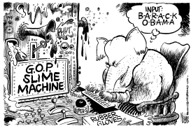 OBAMA AND THE GOP SLIME MACHINE by Mike Lane