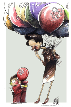 KIM JONG IL AND CONDOLLEEZZA RICE  by Angel Boligan