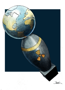 EARTH BALANCED ON THE BOMB  by Angel Boligan