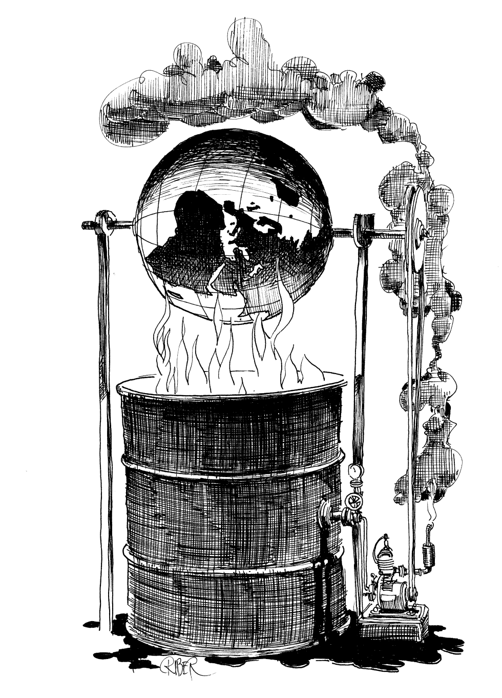  EARTH GRILLED OVER OILBARREL by Riber Hansson