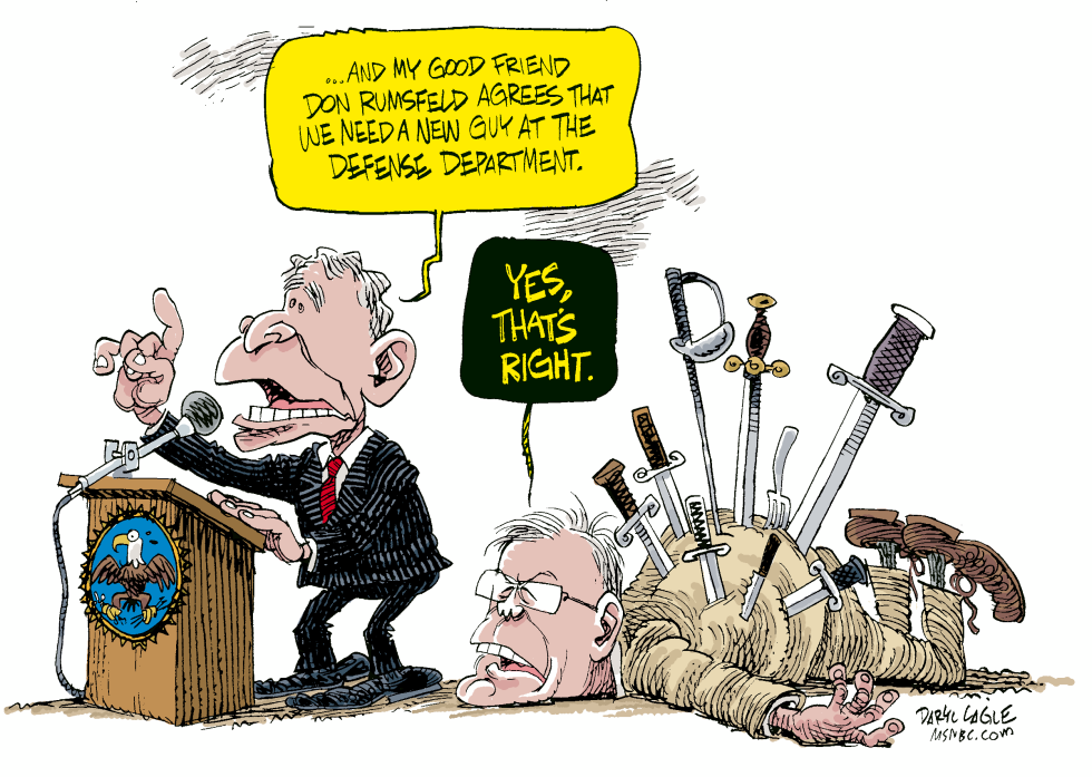  RUMSFELD RESIGNS  by Daryl Cagle