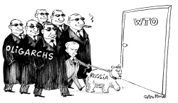 PUTIN ENTERS WTO - B&W by Christo Komarnitski