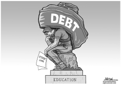 STUDENT LOAN DEBT THINKER-GRAY by RJ Matson