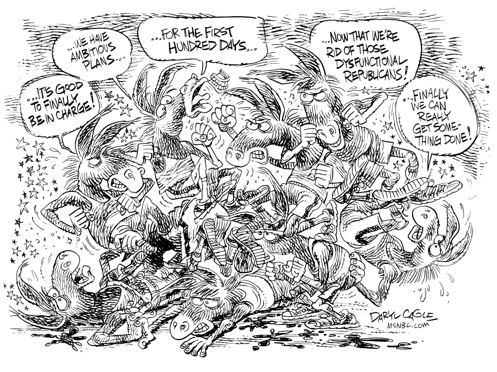  DEMOCRATS FIGHT by Daryl Cagle