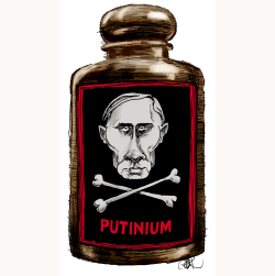 PUTIN AS SKULL ON A POISON JAR by Riber Hansson