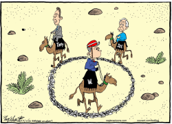 TONY BLAIR GEORGE BUSH JOE LIEBERMAN by Bob Englehart