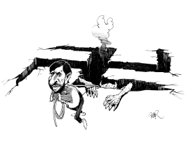 AHMADINEJAD HAULING IN DEVIL FROM SWASTIKA by Riber Hansson