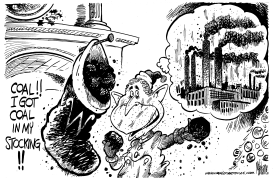 COAL IN W STOCKING by Mike Lane