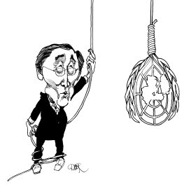 BAN KI-MOON HANGING UN-LOGO by Riber Hansson