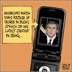 BUSH TO SEND MORE TROOPS TO IRAQ by Aislin