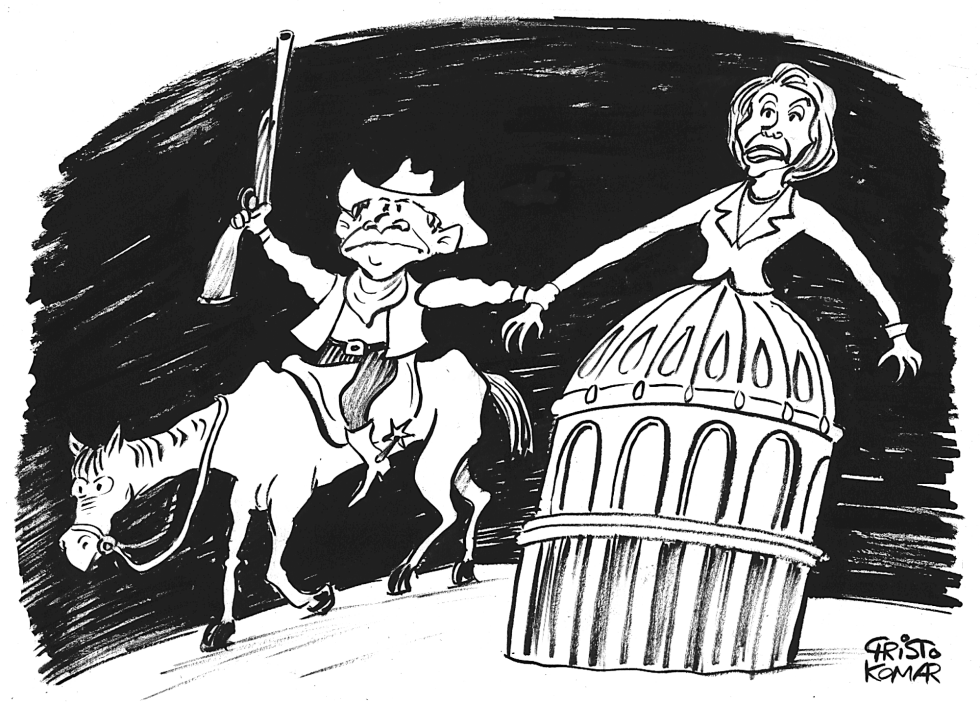  BUSH&PELOSI - B&W by Christo Komarnitski