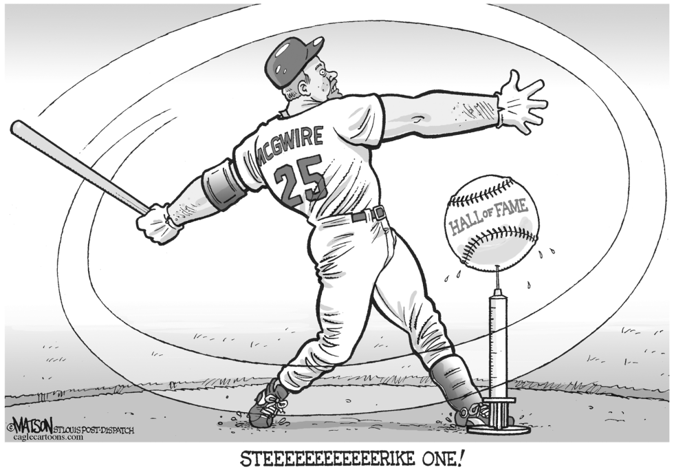  MCGWIRE SWINGS AND MISSES by RJ Matson