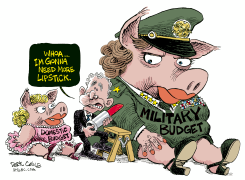 BUDGET LIPSTICK PIG  by Daryl Cagle