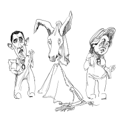 OBAMA AND HILLARY DRESSING TO DONKEYS by Riber Hansson