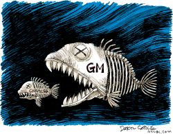 GM AND CHRYSLER FISHES  by Daryl Cagle