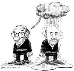 GREENSPAN BERNANKE AND THE STOCK MARKET DROP by Daryl Cagle