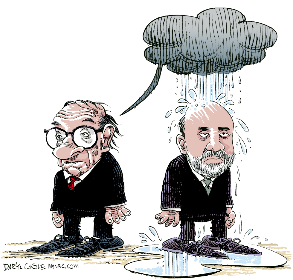  GREENSPAN AND BERNANKE WITH NO LABELS  by Daryl Cagle