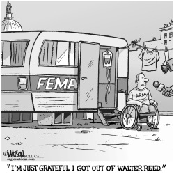 WOUNDED VET HOSPITALIZED IN FEMA TRAILER by RJ Matson