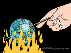 MAN WARMING THE WORLD  by Arcadio Esquivel