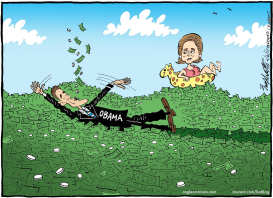 OBAMA AND HILLARY by Bob Englehart