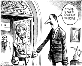 NANCY PELOSI MEETS ASSAD by Patrick Chappatte