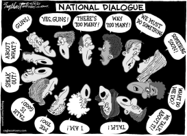 NATIONAL DIALOGUE ABOUT GUNS  by Bob Englehart