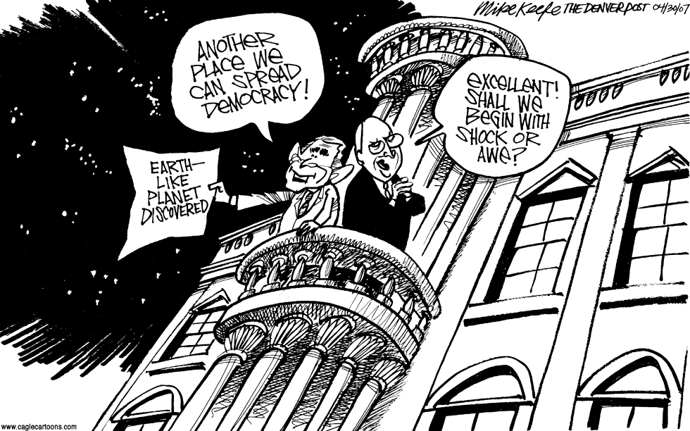  DEMOCRACY ON NEW PLANET by Mike Keefe