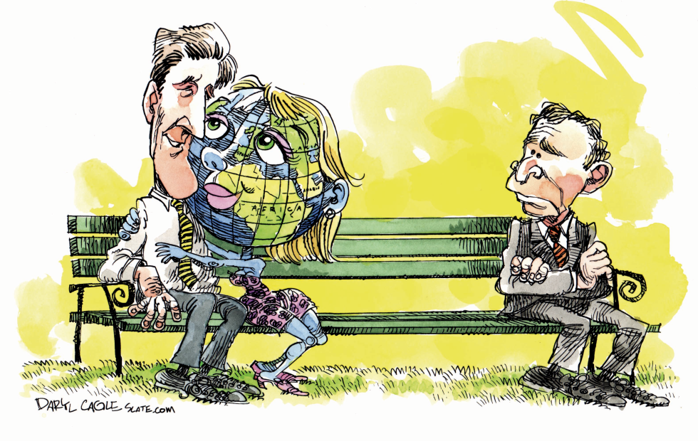  KERRY, BUSH WORLD  by Daryl Cagle